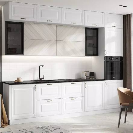 Кухня Престиж 3 0 490 Компоновка 2 Браш Вайт Прайм Кастилло фото