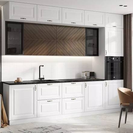 Кухня Престиж 3 0 490 Компоновка 2 Браш Вайт Прайм Кастилло фото