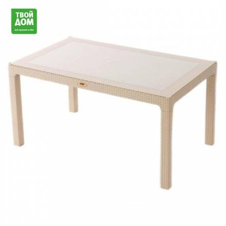 Стол Heniver Rattan прямоугольный бежевый 70х120х75 см фото