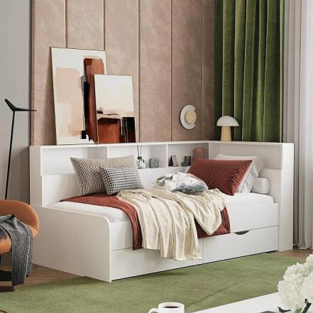 Кровать Амер белый 800x1900, изголовье жесткое фото