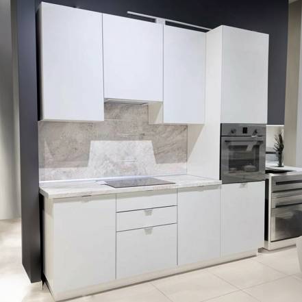 Кухня прямая Фьюжн Silky Light Grey/Белый 2336*2200*600 фото