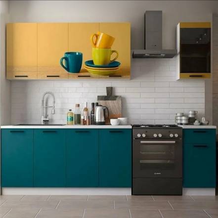 Кухня Техно 2 0 Компоновка 3 Фотопечать Горчица Атлантик Композиция 1 Антарес фото