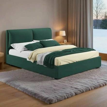 Кровать Vita велюр изумруд с подъемным механизмом 1600x2000, ортопедическое основание, изголовье мягкое фото