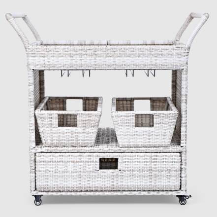 Стол-тележка Yuhang из искусственного ротанга бежевый 100х57х100 см фото