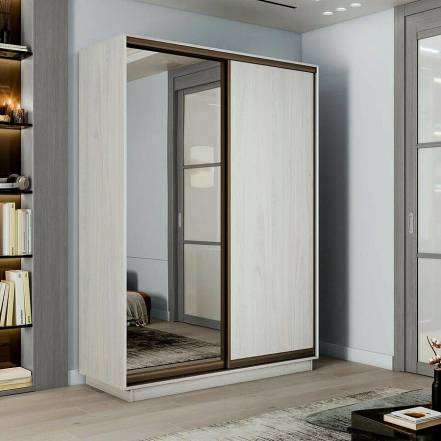 Шкаф-купе 1200x450x2400 Экспресс 2 Ясень Анкор светлый зеркало, ЛДСП фото