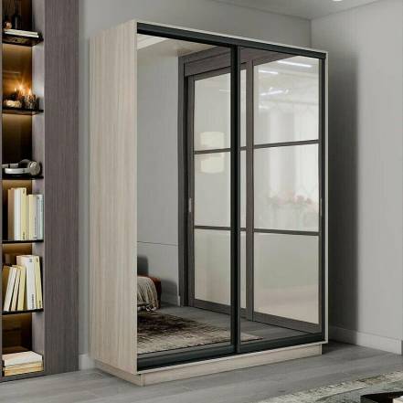 Шкаф-купе 1800x600x2400 Экспресс 2 Ясень шимо светлый зеркало фото