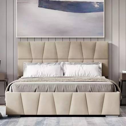 Кровать Пассаж велюр бежевый без подъёмного механизма 1800x2000, без ортопедического основания, изголовье мягкое photo Кровать Пассаж велюр бежевый без подъёмного механизма 1800x2000, без ортопедического основания, изголовье мягкое фото