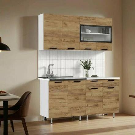 ЛДСП Кухня Рио NEW 1,6м (490) (Дуб Крафт, Белый (Антарес)) фото