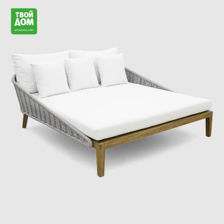 Диван-шезлонг Rumah Anda Komodo с подушками белый 180х160х80 см photo Диван-шезлонг Rumah Anda Komodo с подушками белый 180х160х80 см фото