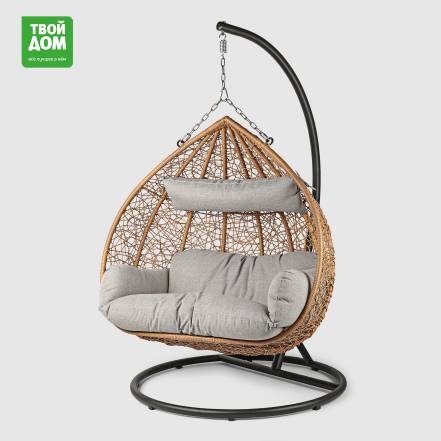 Кресло-гамак подвесное Golden Eagle бежевое с серым 132х120х119,8 см фото