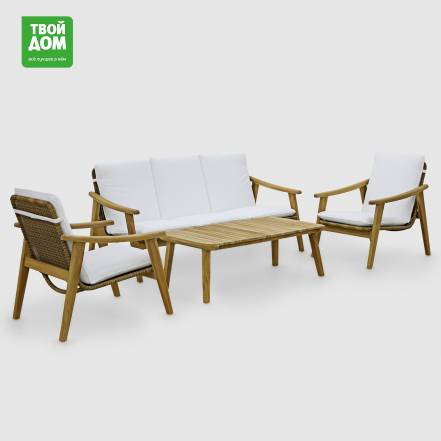 Комплект мебели Jepara коричневый с белым 4 предмета фото