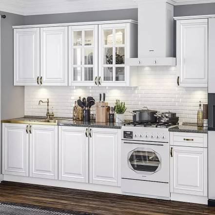 Кухня Престиж 2 0 900 490 Компоновка 3 Жемчуг Кастилло фото