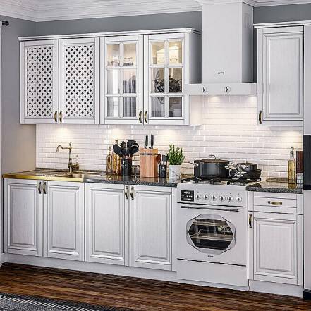 Кухня Престиж 2 0 900 490 Компоновка 4 Решетка Жемчуг Антарес фото