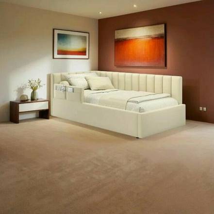 Кровать Milena велюр бежевый без подъёмного механизма 900x2000, ортопедическое основание, изголовье мягкое фото