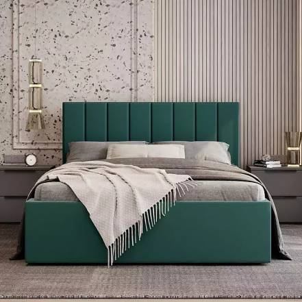 Кровать Аврора велюр velutto 33 зеленый с подъемным механизмом 1600x2000, изголовье мягкое фото