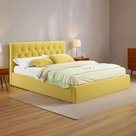 Кровать Verona велюр жёлтый с подъемным механизмом 1800x2000, ортопедическое основание, изголовье мягкое photo Кровать Verona велюр жёлтый с подъемным механизмом 1800x2000, ортопедическое основание, изголовье мягкое фото