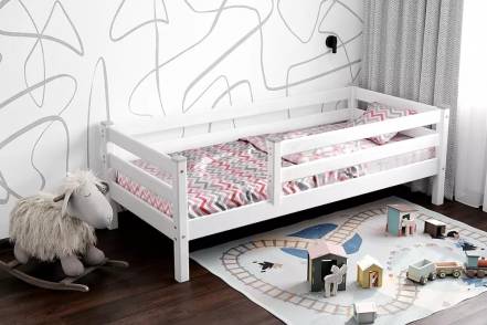 Кровать Софи без обивки белый полупрозрачный лак без подъёмного механизма 800x1900, изголовье жесткое фото