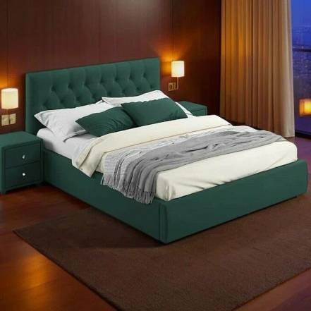 Кровать Verona велюр изумруд с подъемным механизмом 1400x2000, ортопедическое основание, изголовье мягкое фото
