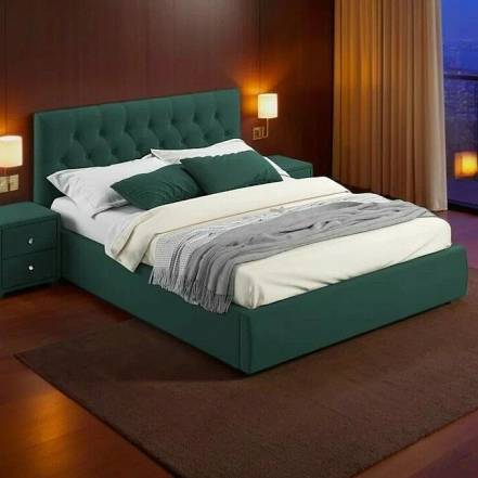 Кровать Verona велюр изумруд с подъемным механизмом 1800x2000, ортопедическое основание, изголовье мягкое фото