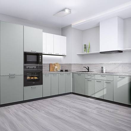 Кухня Квадро 02 Аквамарин Graphite 2140 2400 2150 600 фото