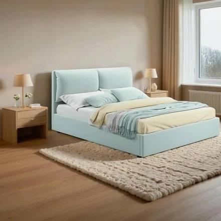 Кровать Vita велюр мята пастель с подъемным механизмом 1800x2000, ортопедическое основание, изголовье мягкое фото