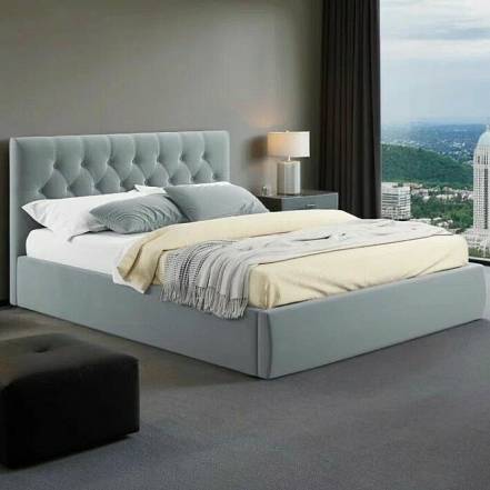 Кровать Verona велюр серый с подъемным механизмом 1800x2000, ортопедическое основание, изголовье мягкое photo Кровать Verona велюр серый с подъемным механизмом 1800x2000, ортопедическое основание, изголовье мягкое фото