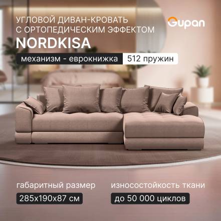 Диван Кровать Gupan Nordkisa Пружины Еврокнижка Amigo Cocoa фото