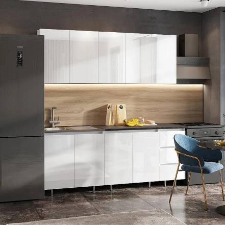 Кухня Челси 2,0м (Белый глянец, Белый (Кастилло темный)) фото