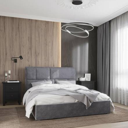 Кровать Madison велюр серый без подъёмного механизма 1600x2000, без ортопедического основания, изголовье мягкое photo Кровать Madison велюр серый без подъёмного механизма 1600x2000, без ортопедического основания, изголовье мягкое фото