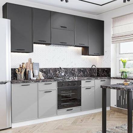 Кухня Фрейм 05 Stormy Silk Silk Graphite 2340 2400 600 фото