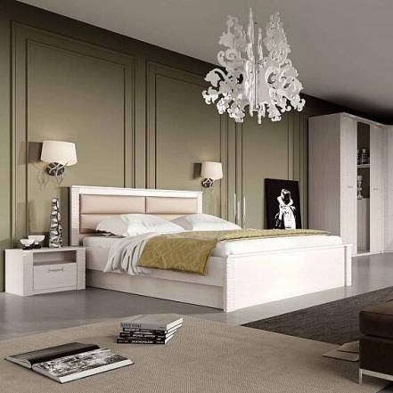 Кровать Элана экокожа бодега белая без подъёмного механизма 1600x2000, без ортопедического основания, изголовье мягкое фото