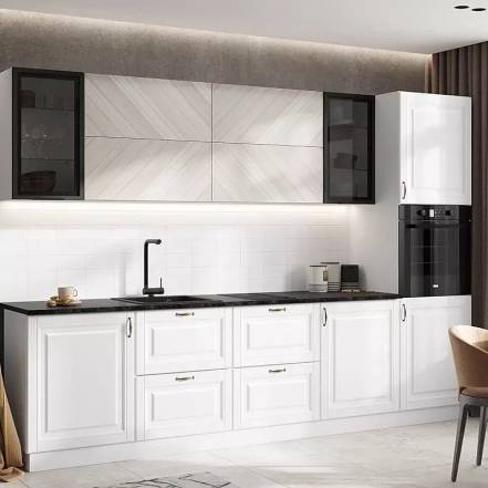 Кухня Престиж 3 0 490 Компоновка 1 Браш Вайт Прайм Кастилло фото