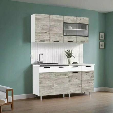 ЛДСП Кухня Рио NEW 1,6м (490) (Юкон/Белый, Белый (Антарес)) фото